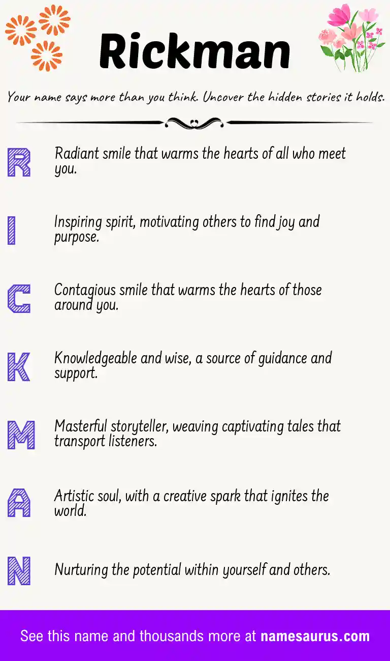 Acrostic poem about Rickman.
