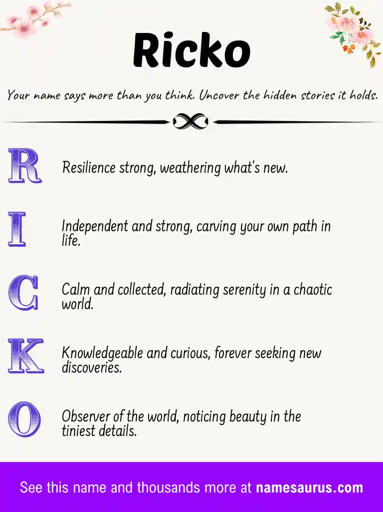 Acrostic poem about Ricko.