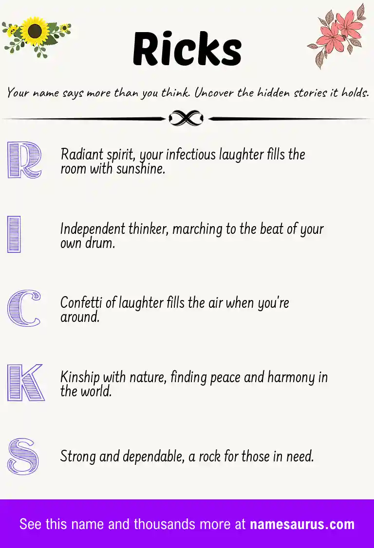 Acrostic poem about Ricks.