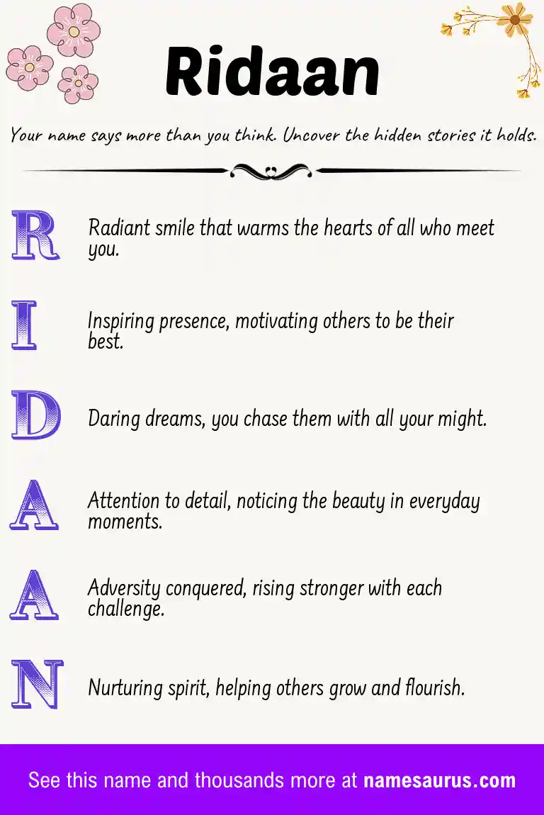 Acrostic poem about Ridaan.