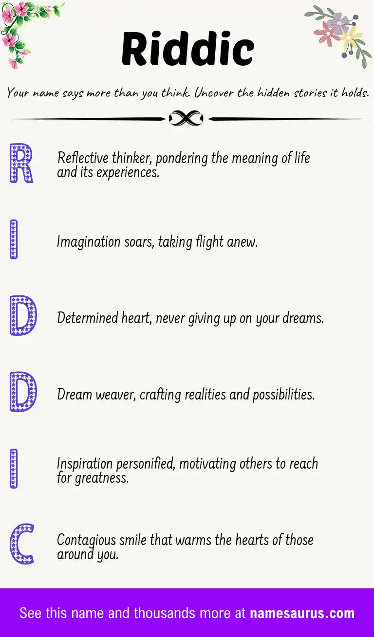 Acrostic poem about Riddic.