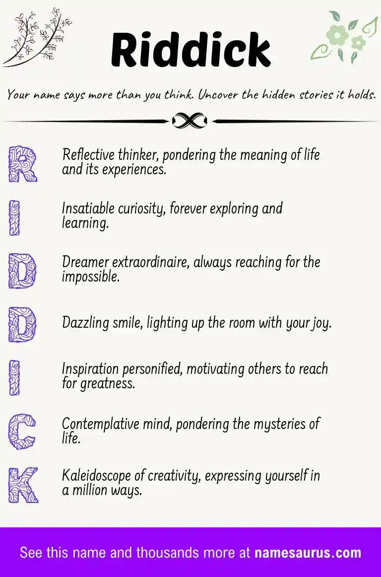 Acrostic poem about Riddick.