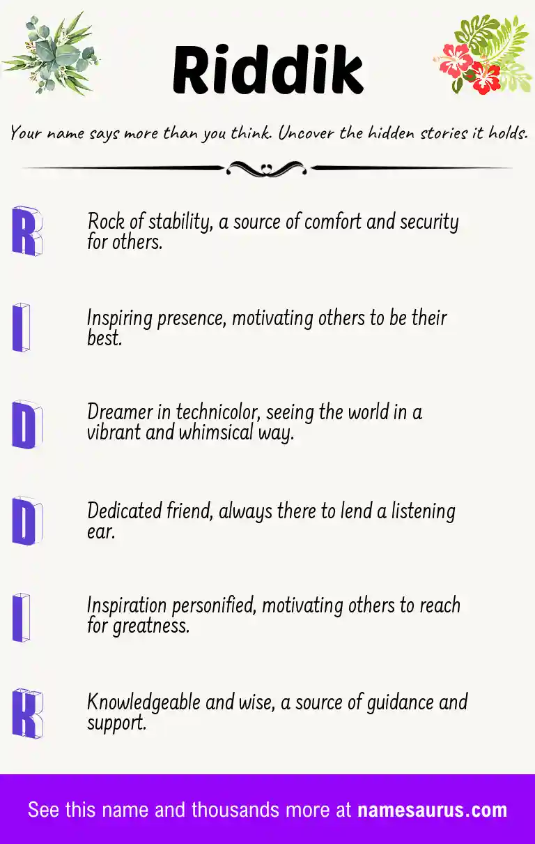 Acrostic poem about Riddik.