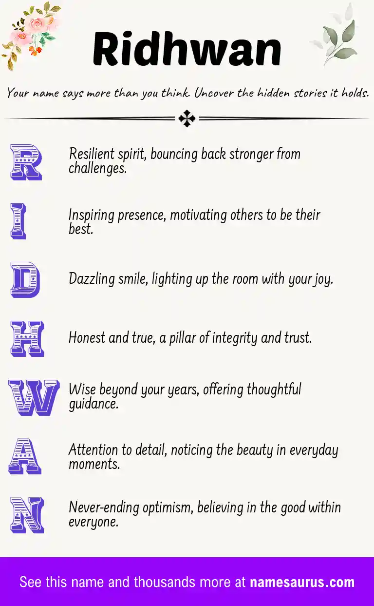 Acrostic poem about Ridhwan.