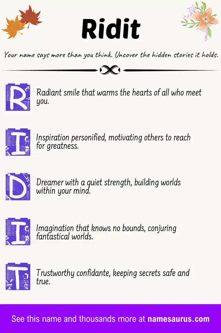 Acrostic poem about Ridit.