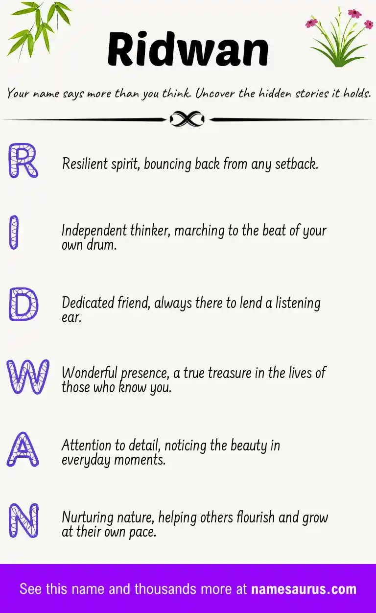 Acrostic poem about Ridwan.