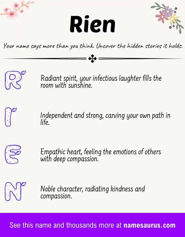 Acrostic poem about Rien.