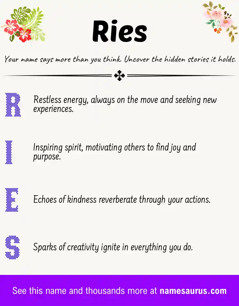 Acrostic poem about Ries.