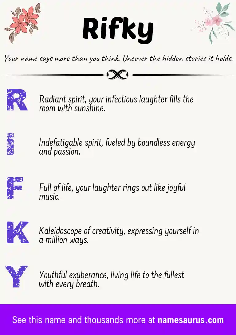 Acrostic poem about Rifky.