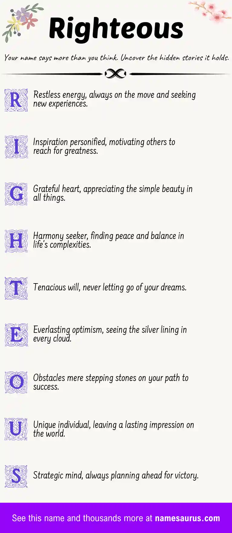 Acrostic poem about Righteous.