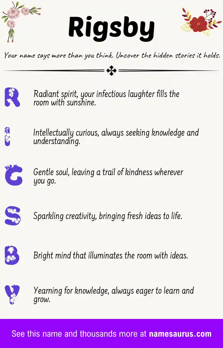 Acrostic poem about Rigsby.