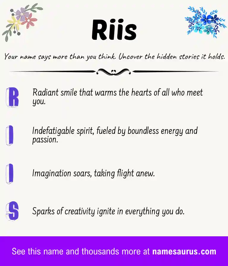 Acrostic poem about Riis.