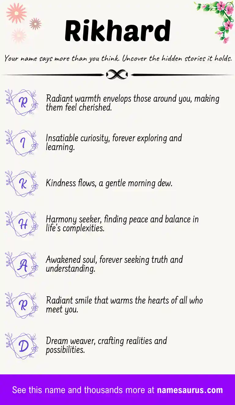Acrostic poem about Rikhard.