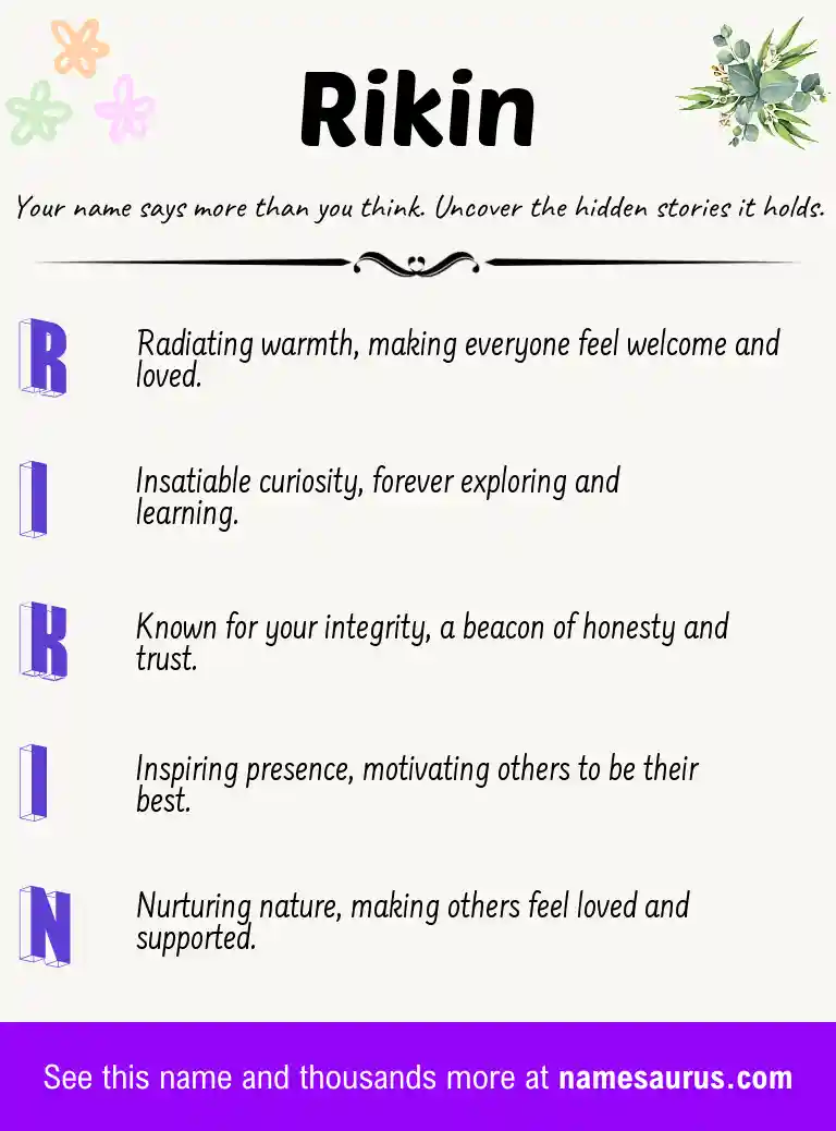 Acrostic poem about Rikin.
