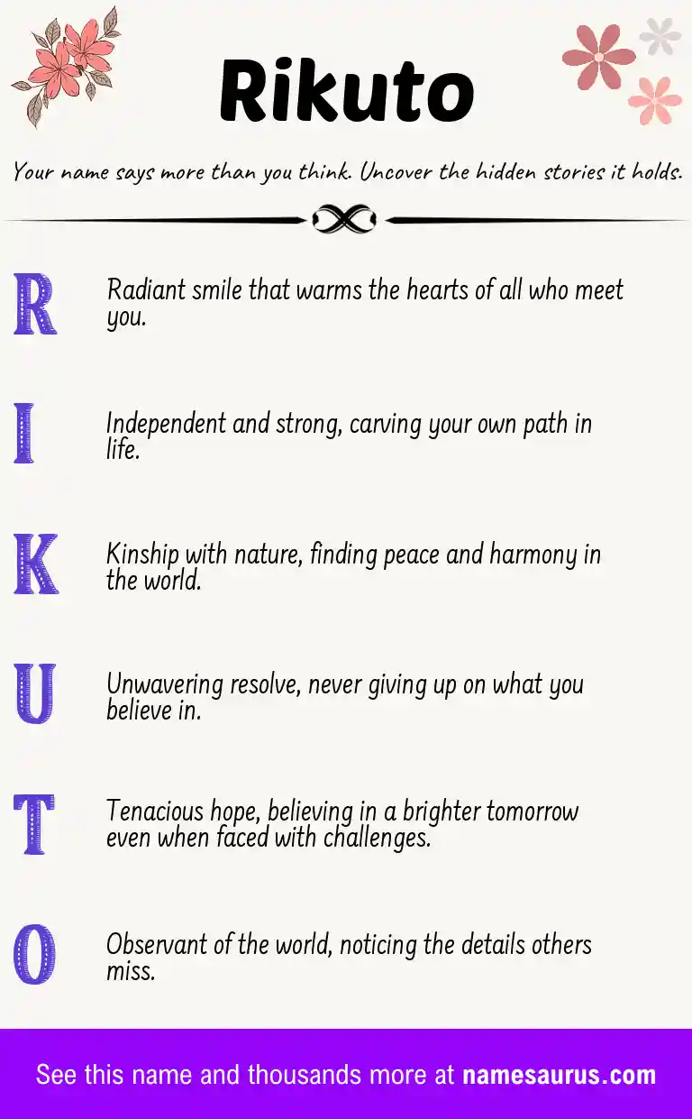 Acrostic poem about Rikuto.