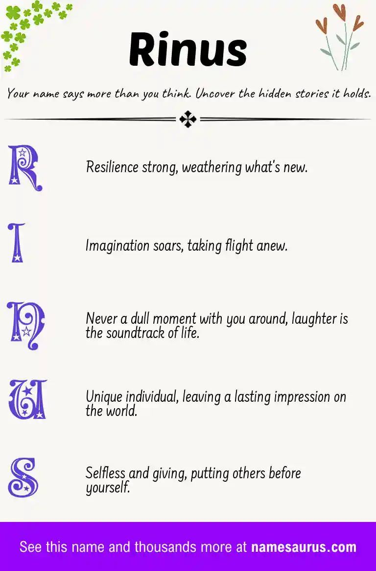 Acrostic poem about Rinus.