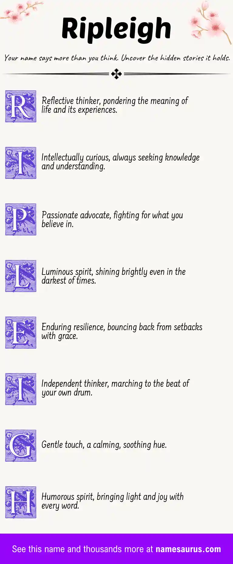 Acrostic poem about Ripleigh.