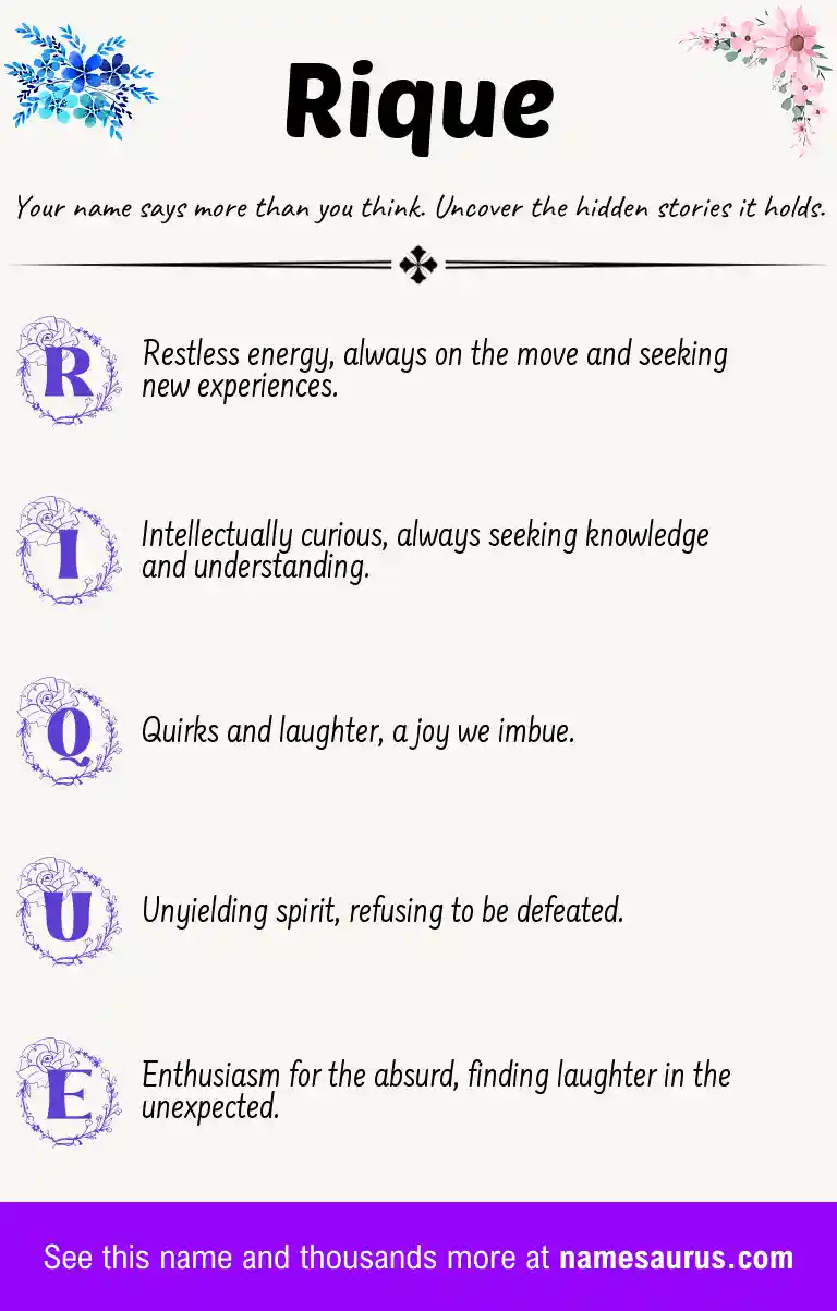 Acrostic poem about Rique.