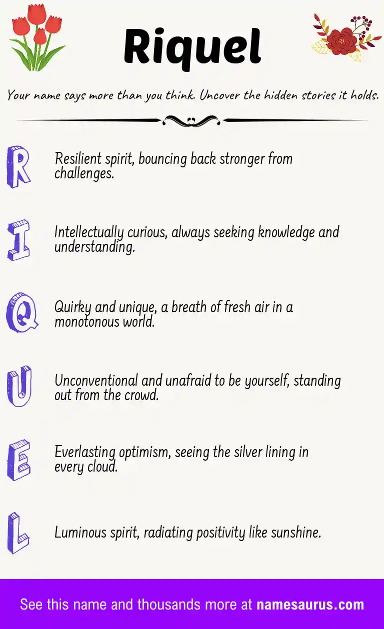 Acrostic poem about Riquel.