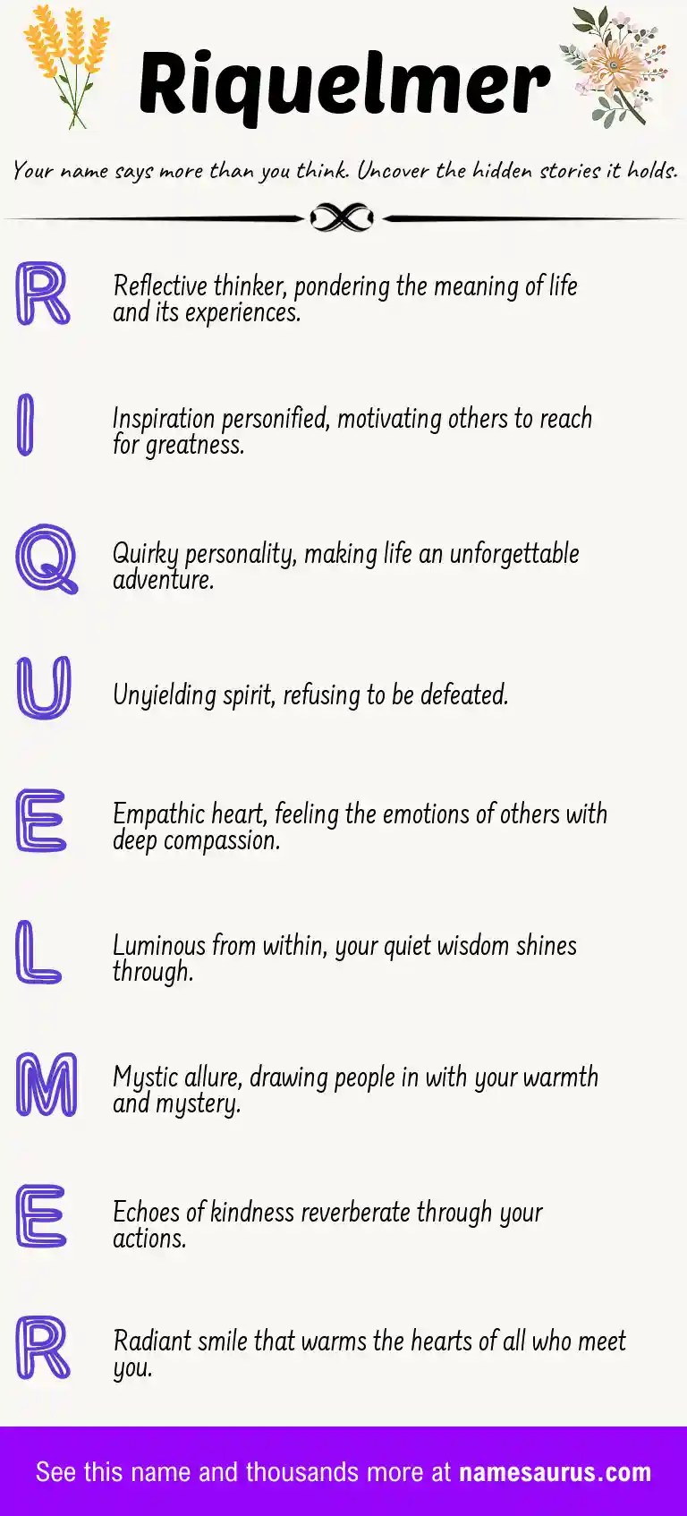 Acrostic poem about Riquelmer.