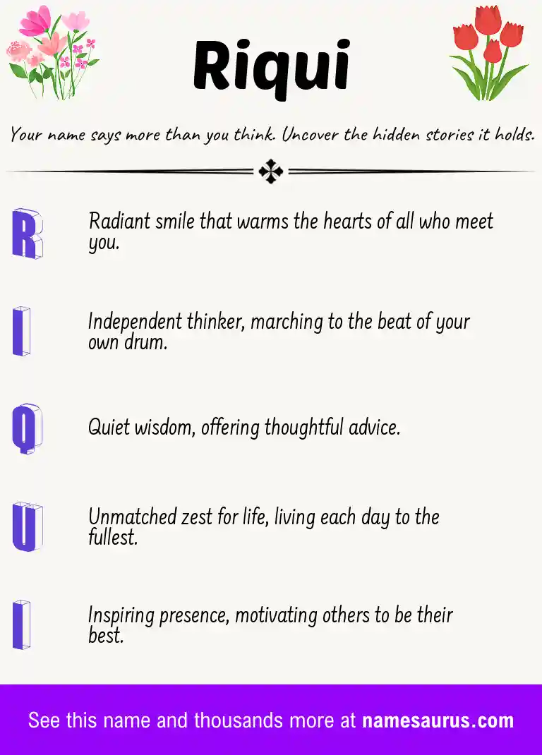 Acrostic poem about Riqui.