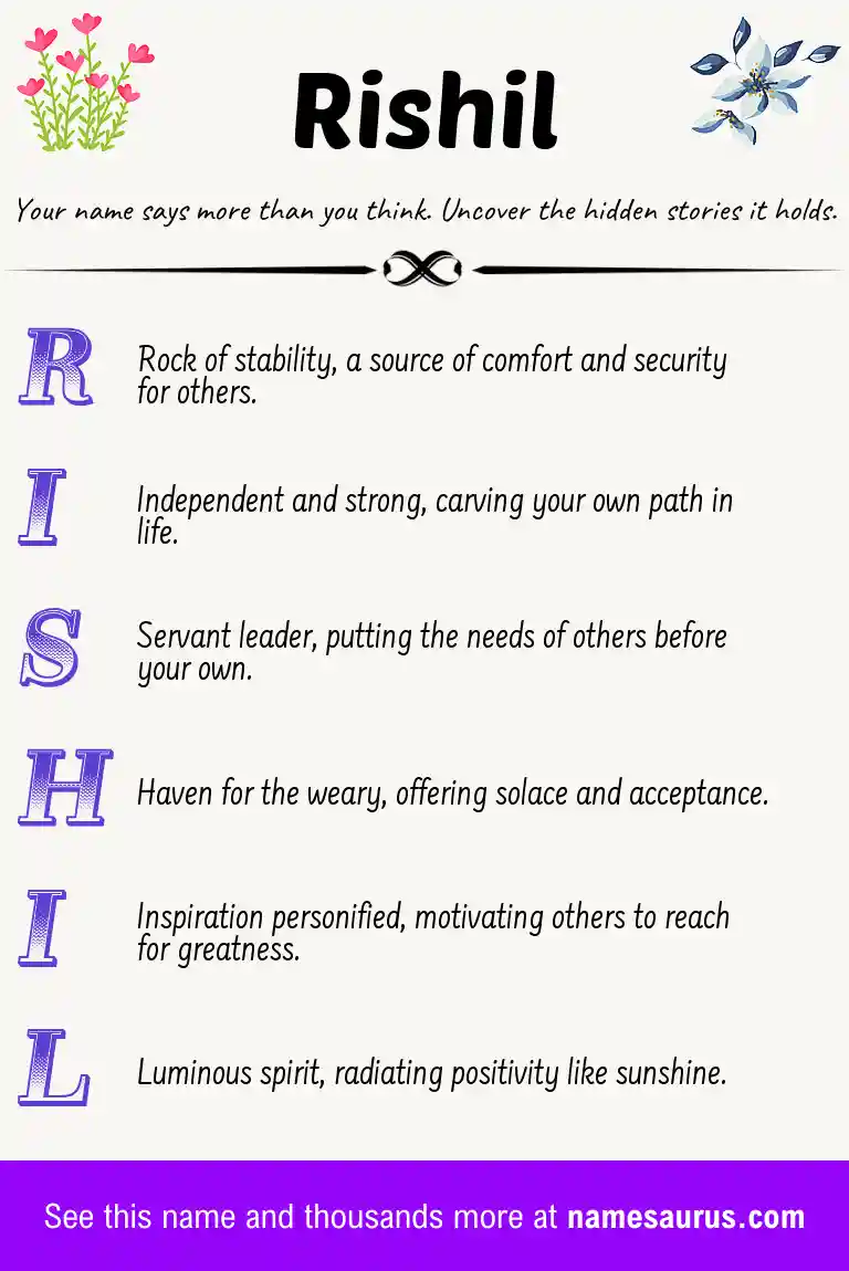 Acrostic poem about Rishil.