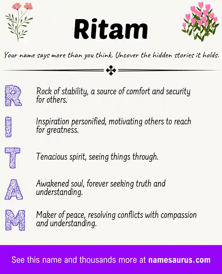 Acrostic poem about Ritam.