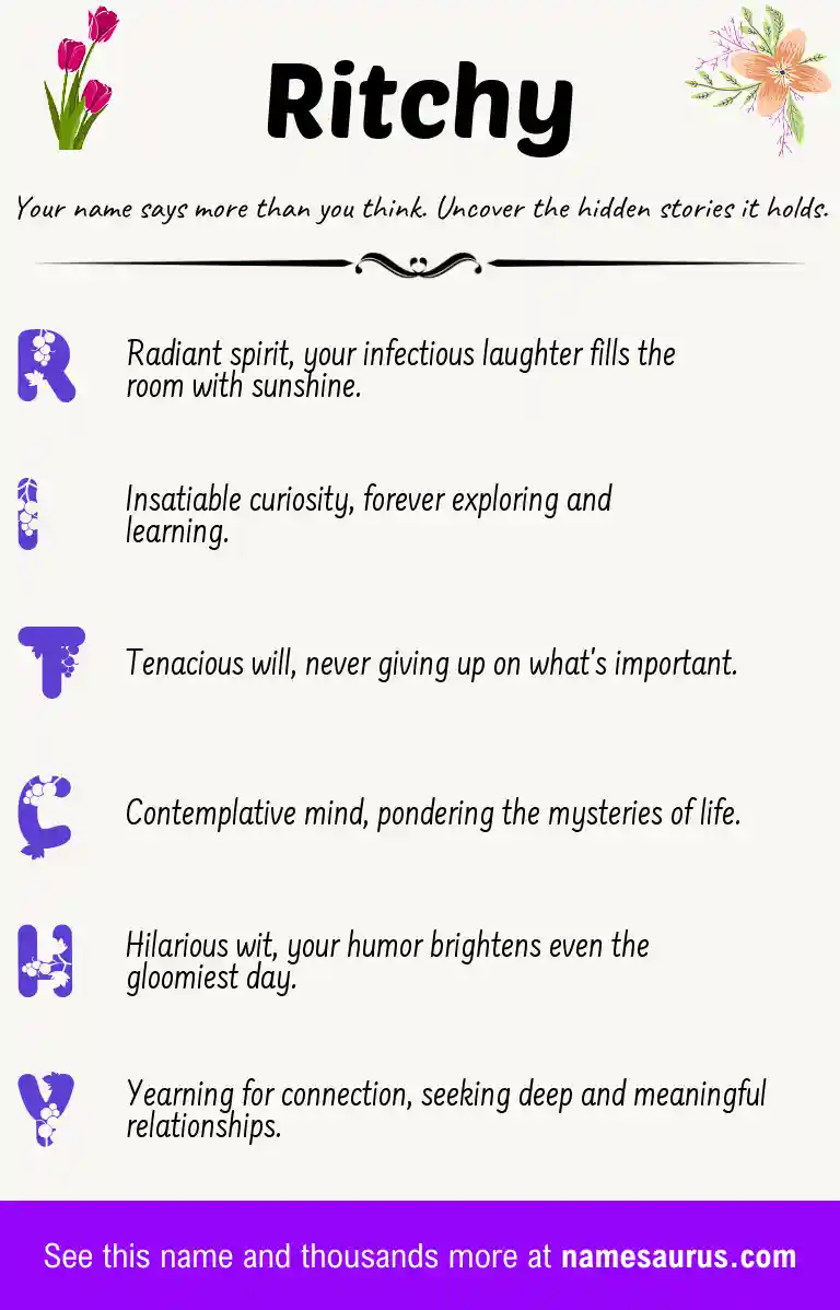 Acrostic poem about Ritchy.