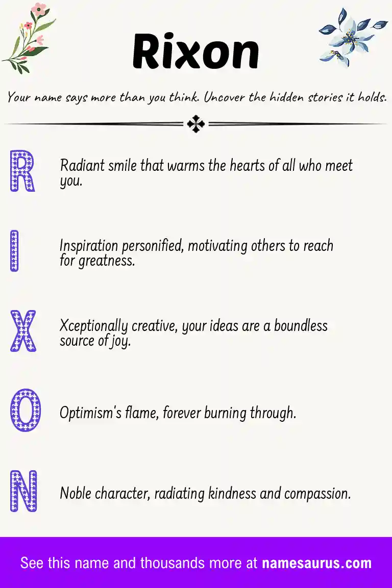 Acrostic poem about Rixon.