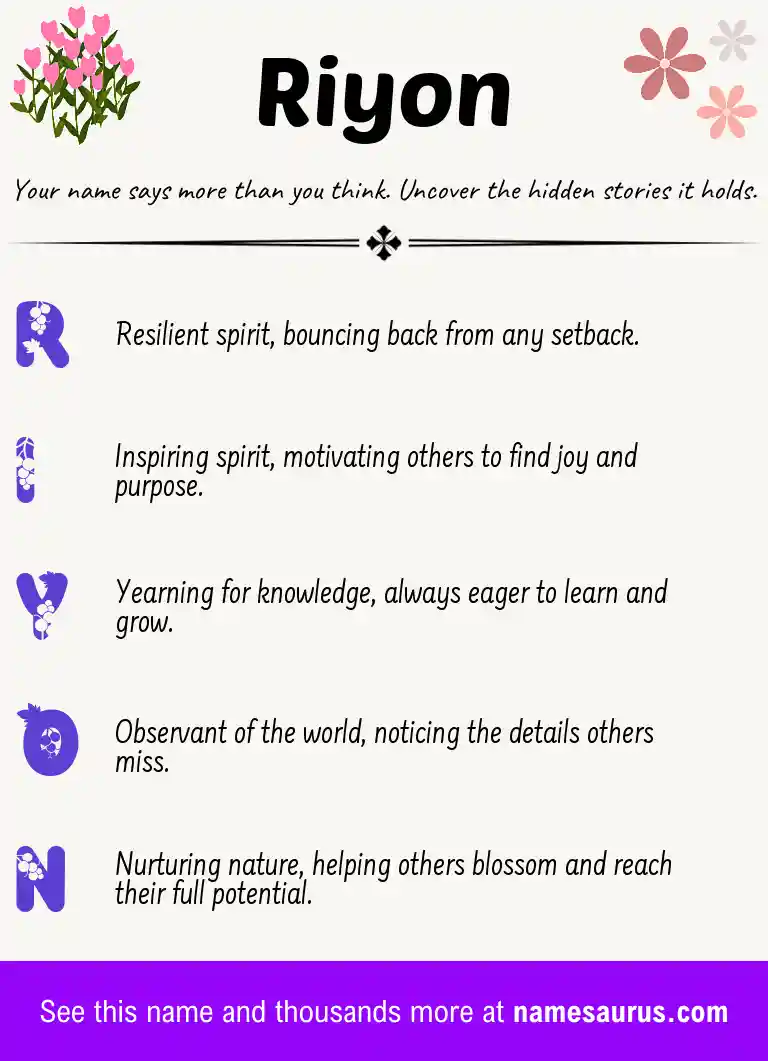 Acrostic poem about Riyon.