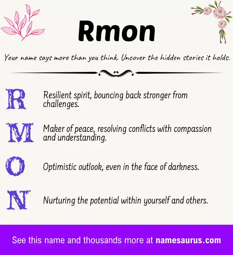 Acrostic poem about Rmon.