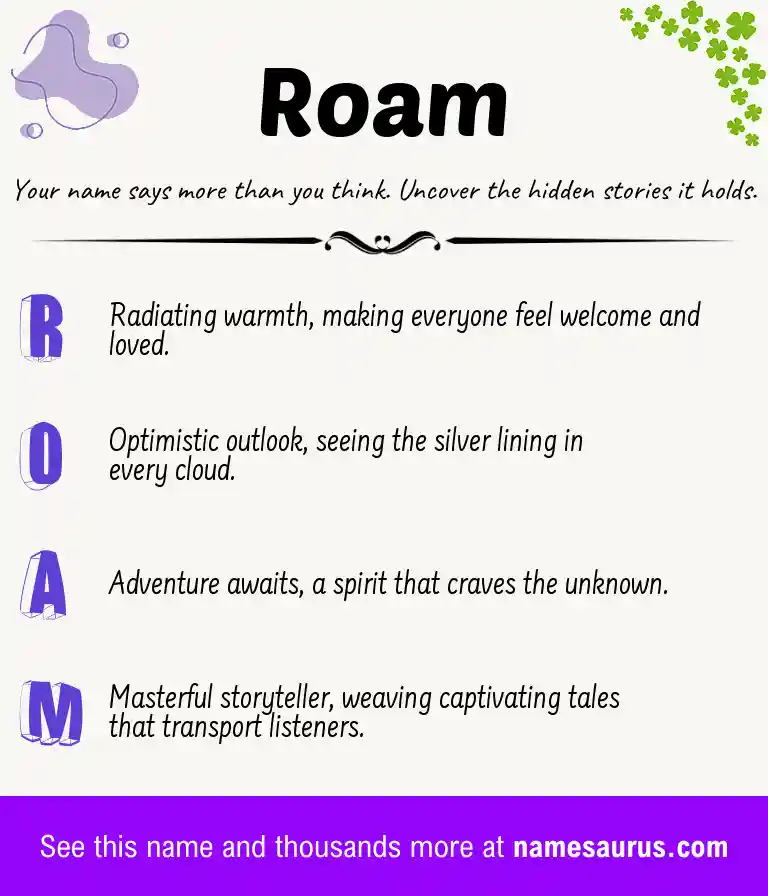 Acrostic poem about Roam.