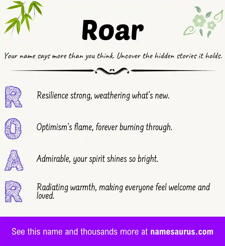 Acrostic poem about Roar.