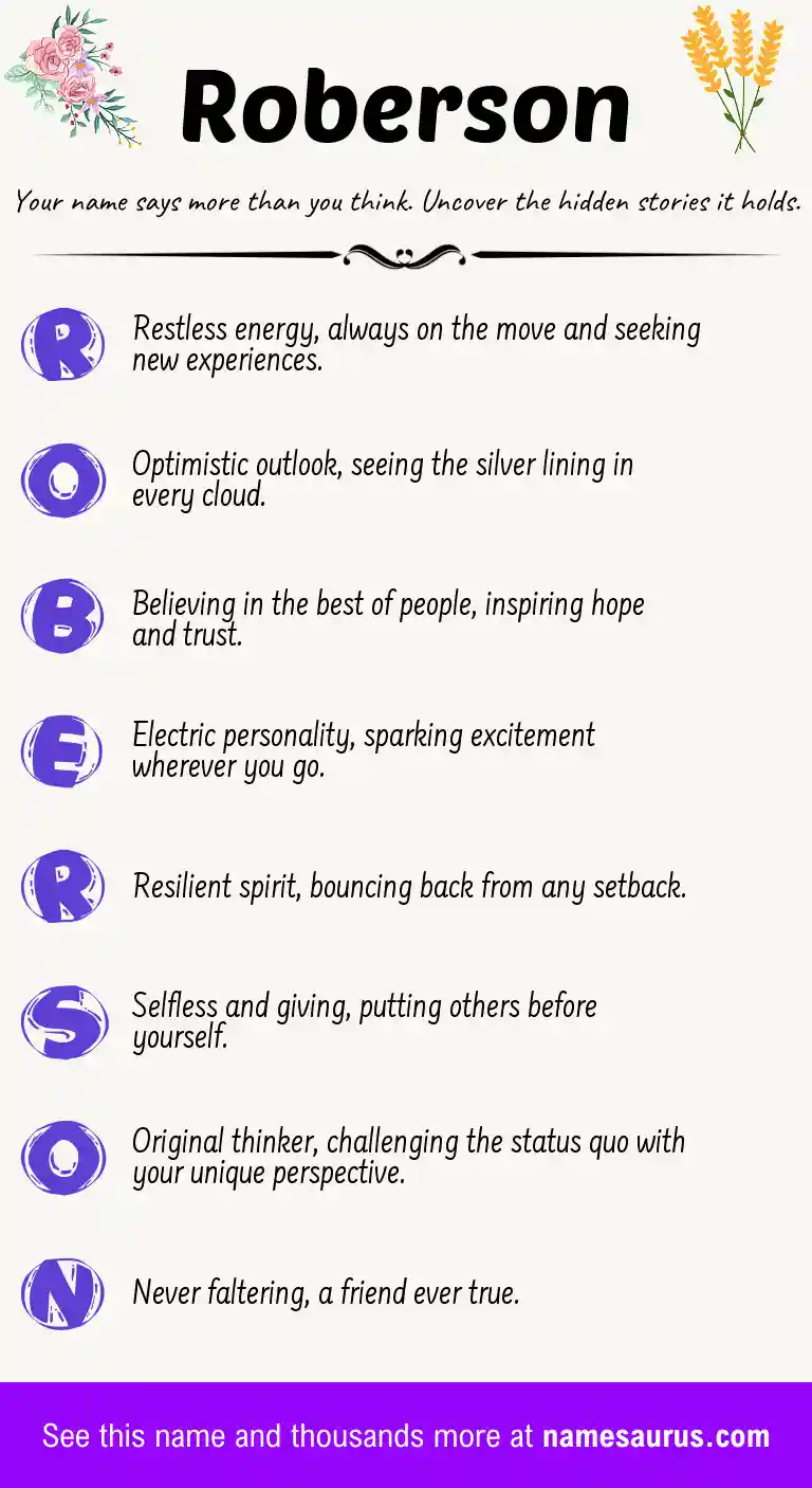 Acrostic poem about Roberson.