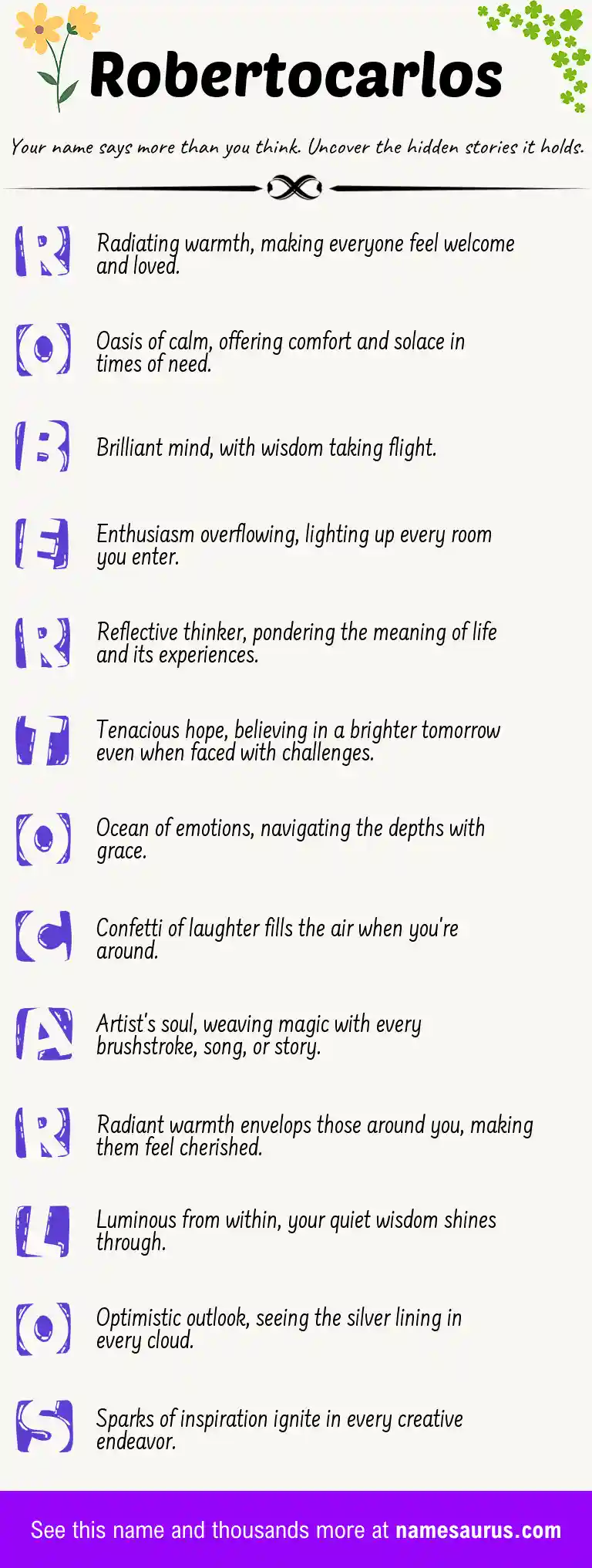 Acrostic poem about Robertocarlos.