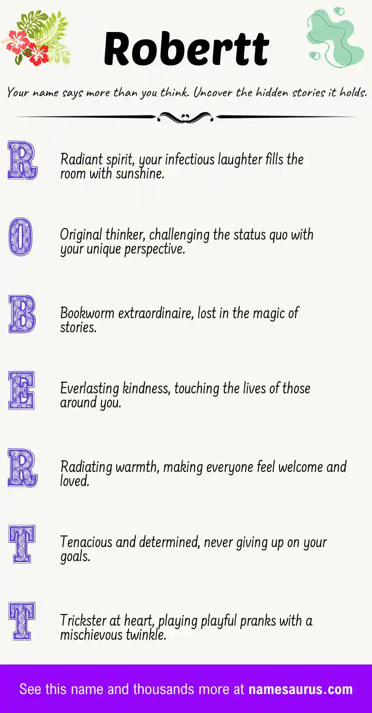 Acrostic poem about Robertt.
