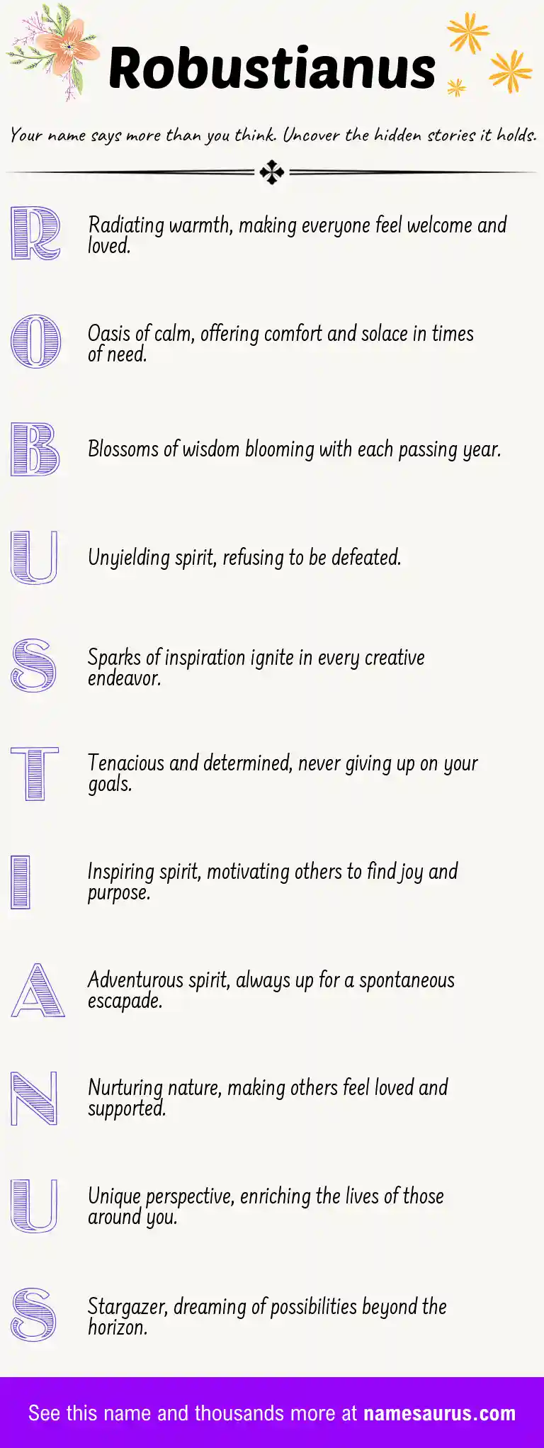 Acrostic poem about Robustianus.