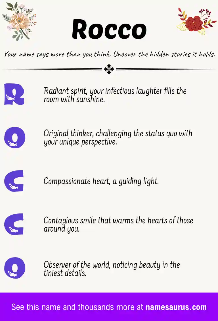 Acrostic poem about Rocco.