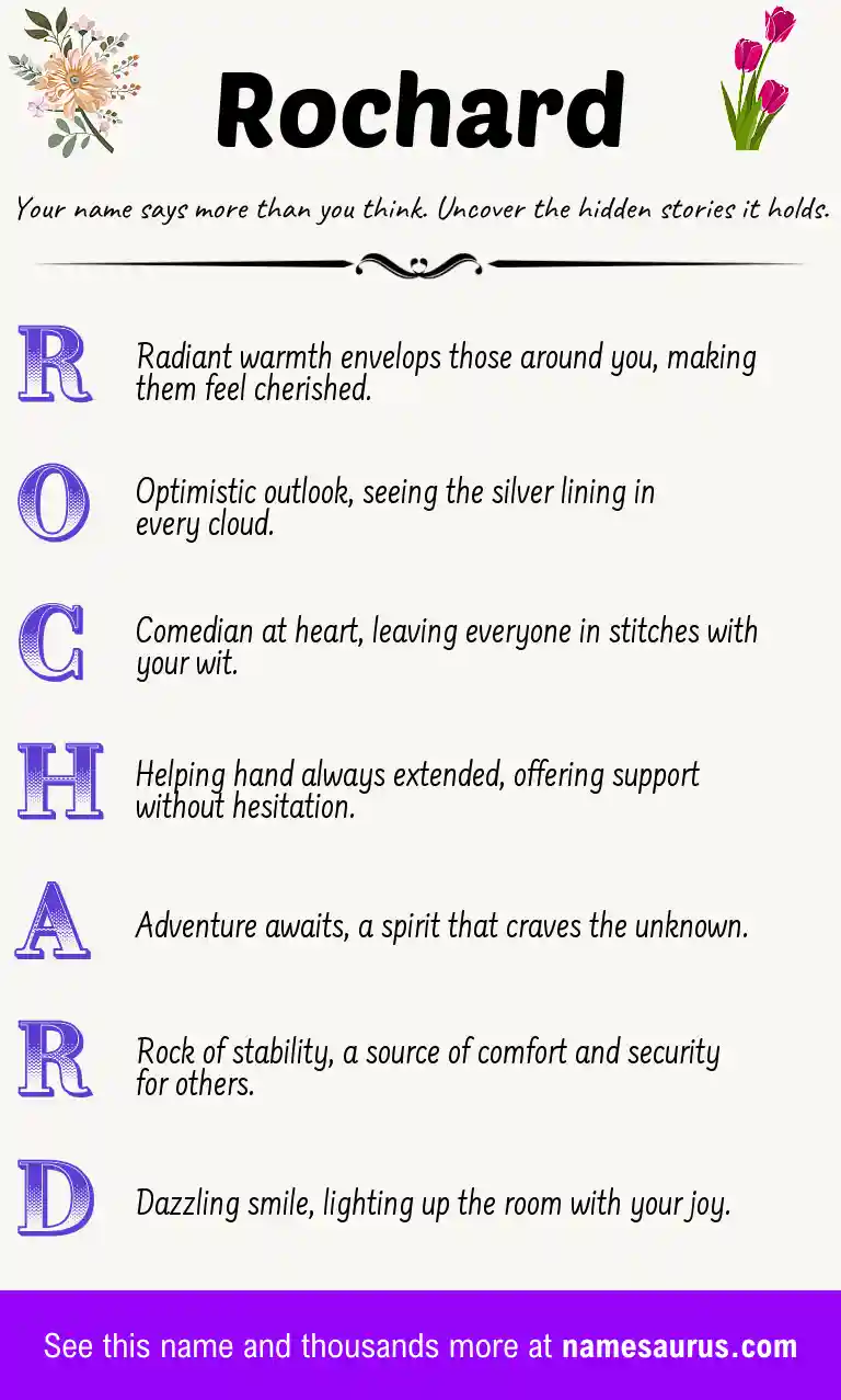 Acrostic poem about Rochard.