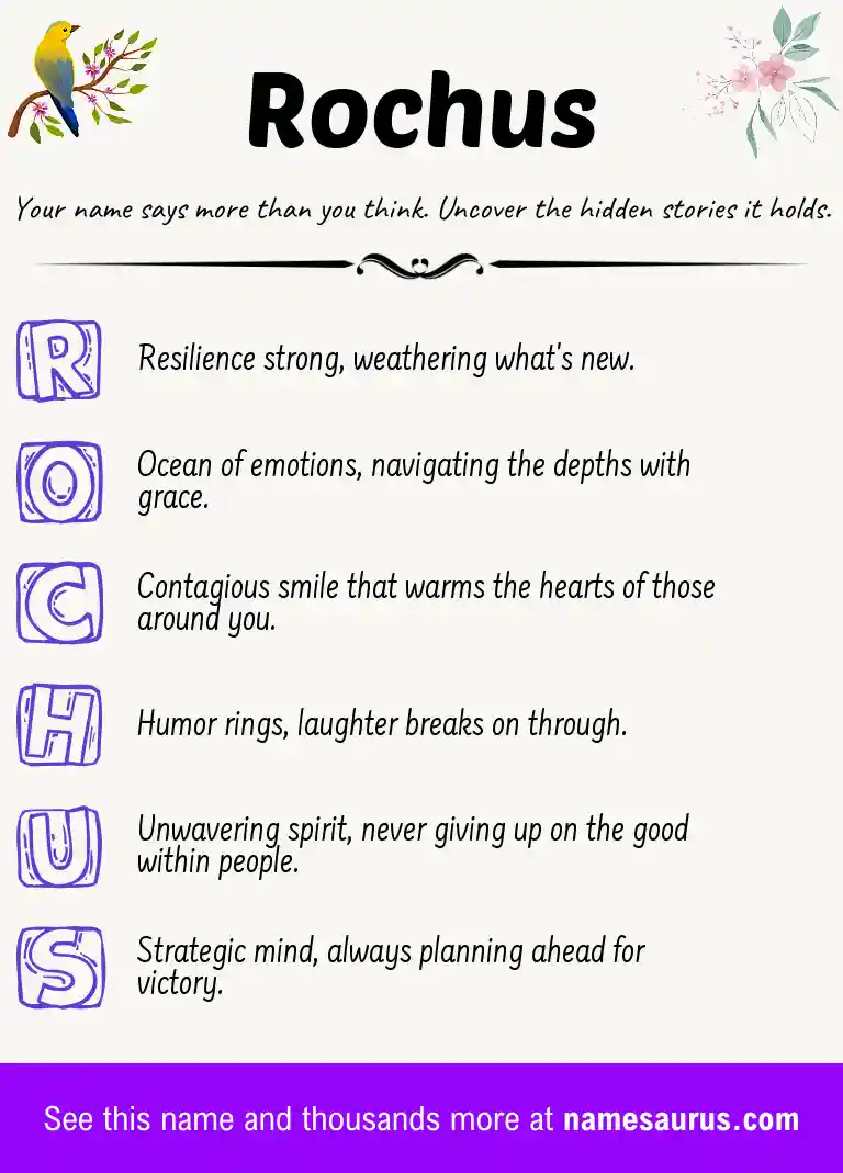 Acrostic poem about Rochus.