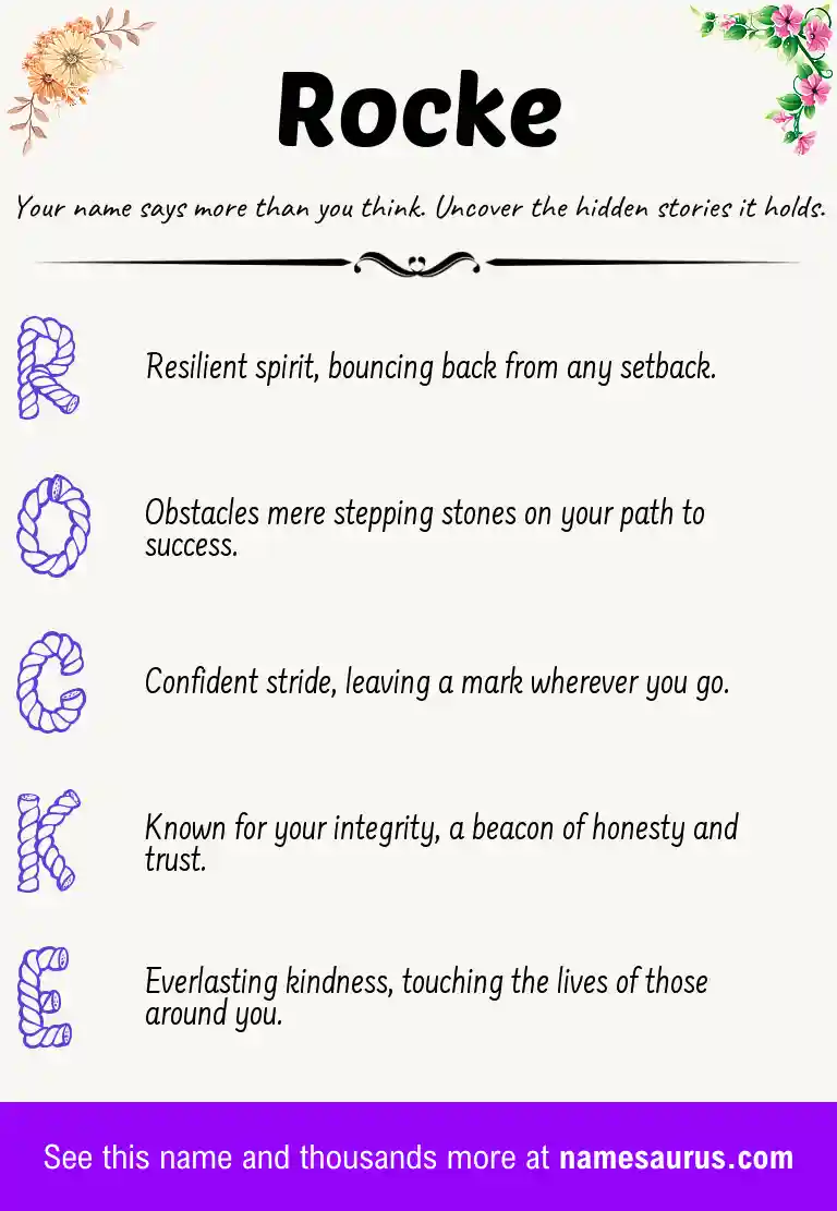 Acrostic poem about Rocke.