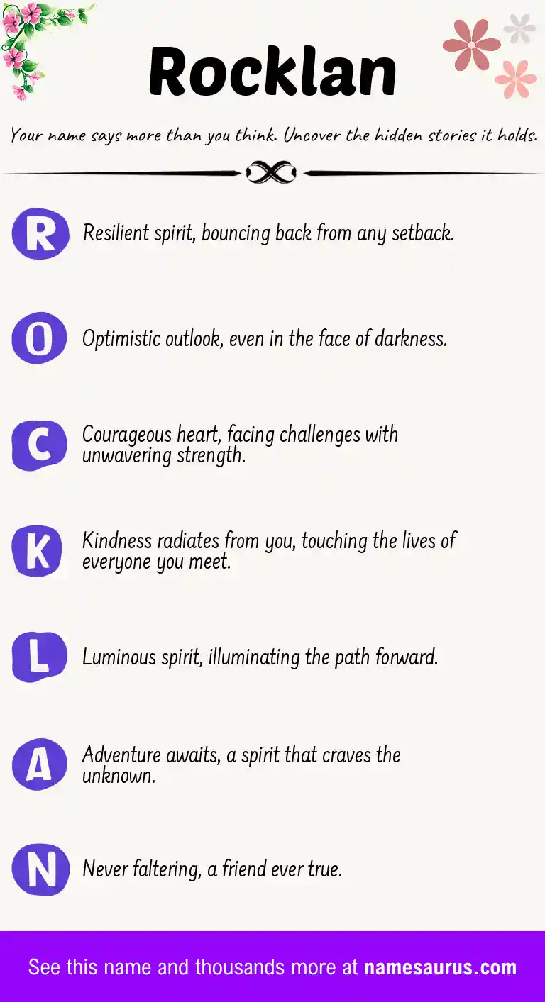 Acrostic poem about Rocklan.