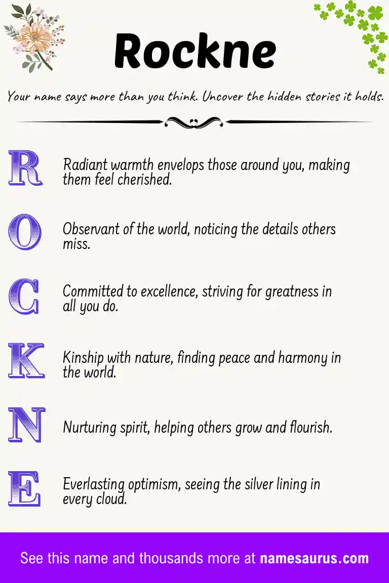 Acrostic poem about Rockne.