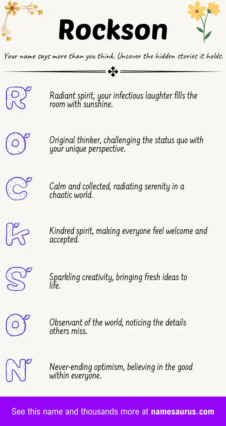 Acrostic poem about Rockson.