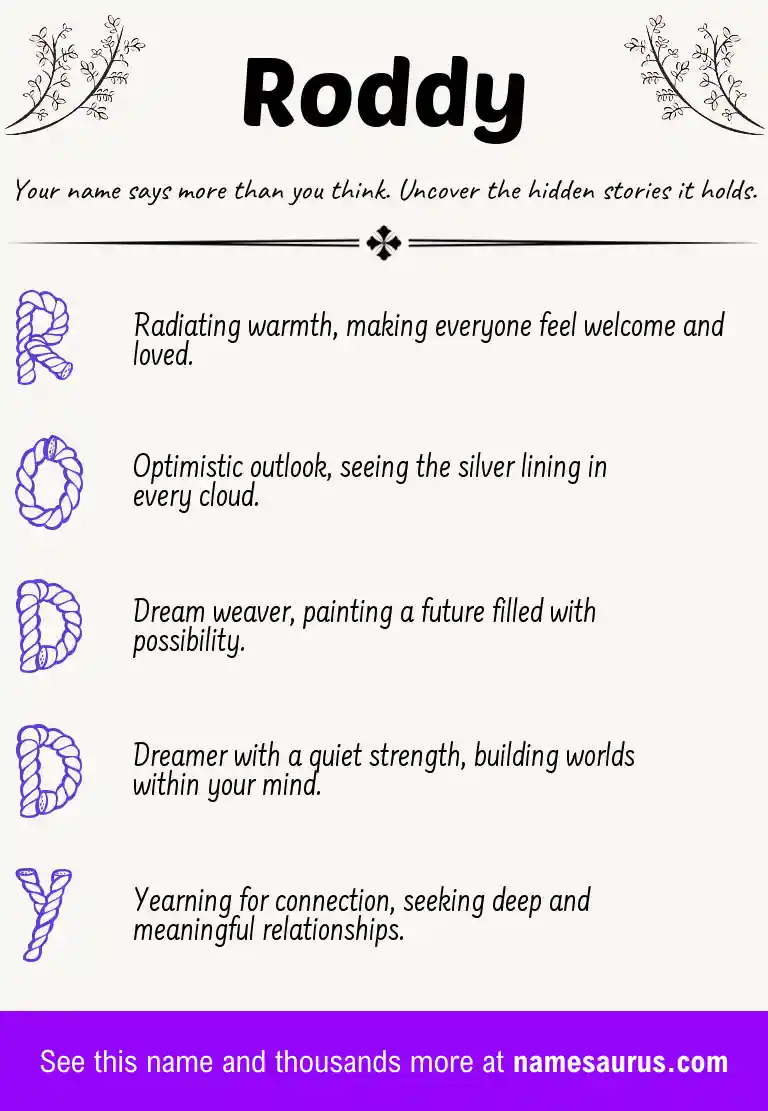 Acrostic poem about Roddy.