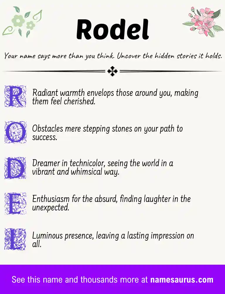Acrostic poem about Rodel.