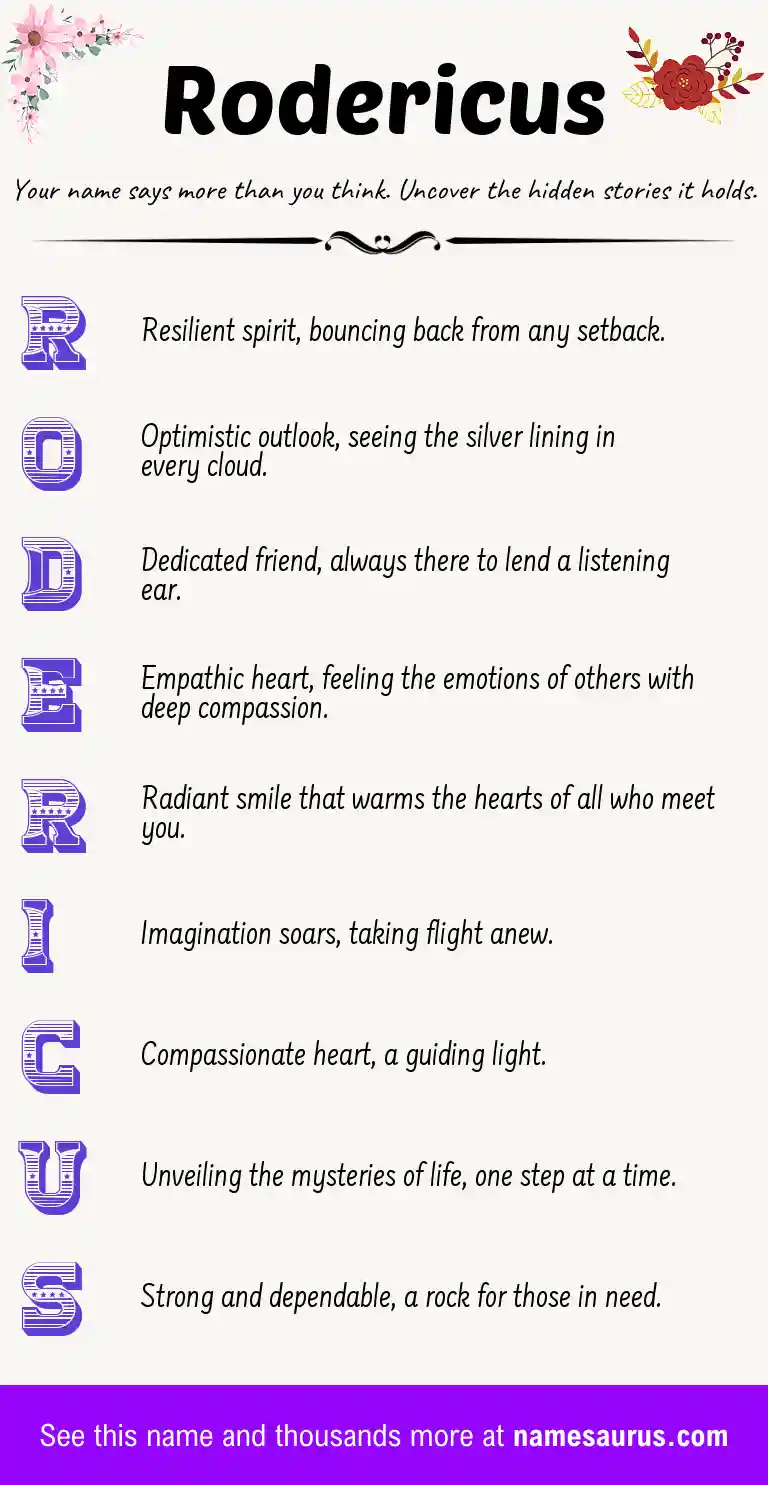 Acrostic poem about Rodericus.