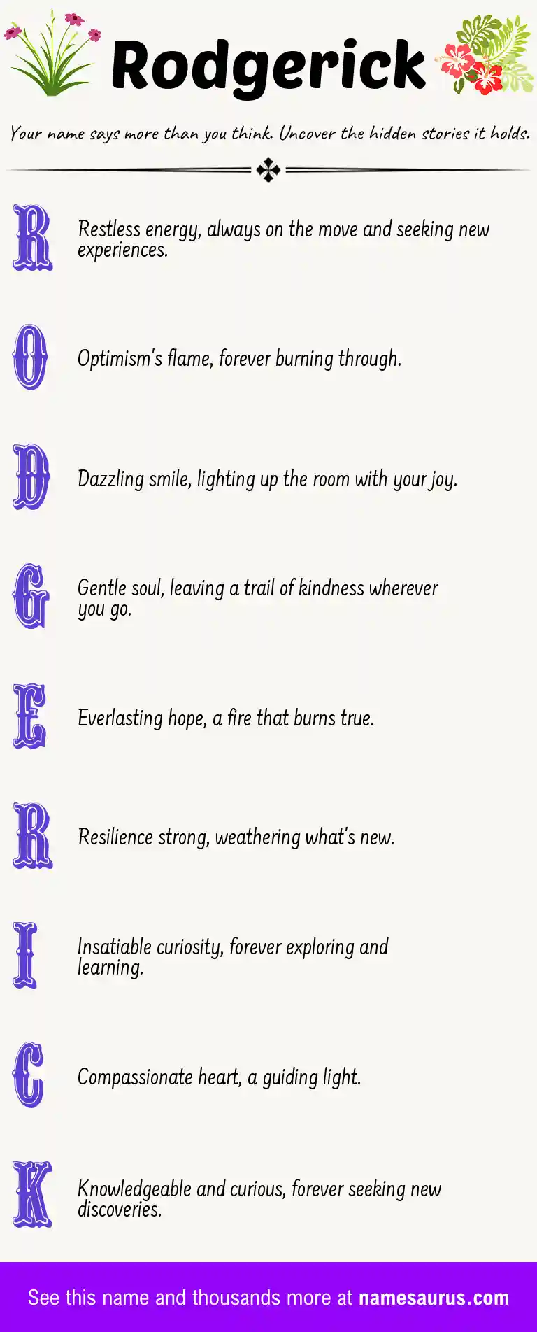 Acrostic poem about Rodgerick.