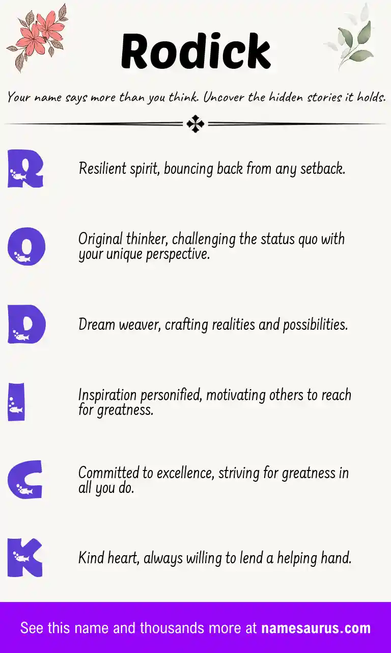 Acrostic poem about Rodick.