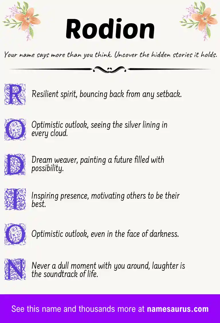 Acrostic poem about Rodion.
